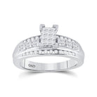 Sterling Silver Princess Diamond Cluster Bridal Wedding Engagement Ring 1/2 Cttw - Splendid Jewellery