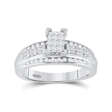 Load image into Gallery viewer, Sterling Silver Princess Diamond Cluster Bridal Wedding Engagement Ring 1/2 Cttw - Splendid Jewellery