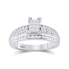 Sterling Silver Princess Diamond Cluster Bridal Wedding Engagement Ring 1/2 Cttw - Splendid Jewellery