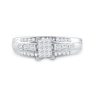 Sterling Silver Princess Diamond Cluster Bridal Wedding Engagement Ring 1/2 Cttw - Splendid Jewellery