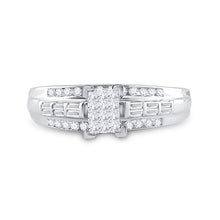 Load image into Gallery viewer, Sterling Silver Princess Diamond Cluster Bridal Wedding Engagement Ring 1/2 Cttw - Splendid Jewellery
