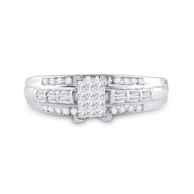 Sterling Silver Princess Diamond Cluster Bridal Wedding Engagement Ring 1/2 Cttw - Splendid Jewellery