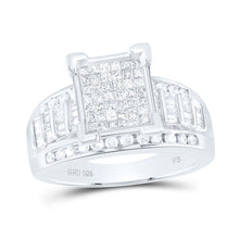 Load image into Gallery viewer, Sterling Silver Princess Diamond Designer Ring S9 1 Cttw - Splendid Jewellery