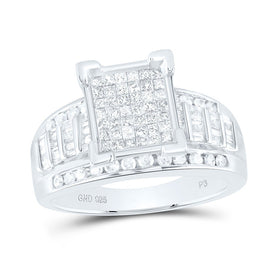 Sterling Silver Princess Diamond Designer Ring S9 1 Cttw - Splendid Jewellery
