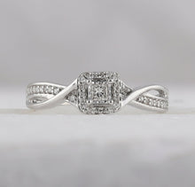 Load image into Gallery viewer, Sterling Silver Princess Diamond Solitaire Promise Bridal Ring 1/8 Cttw - Splendid Jewellery