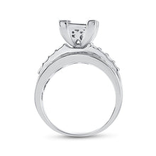 Load image into Gallery viewer, Sterling Silver Princess Diamond Square Cluster Bridal Wedding Engagement Ring 1 Cttw - Splendid Jewellery
