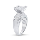 Sterling Silver Princess Diamond Square Cluster Bridal Wedding Engagement Ring 1 Cttw - Splendid Jewellery