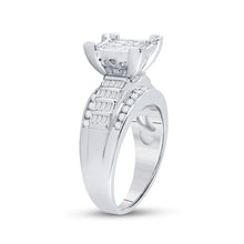 Load image into Gallery viewer, Sterling Silver Princess Diamond Square Cluster Bridal Wedding Engagement Ring 1 Cttw - Splendid Jewellery