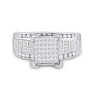 Sterling Silver Princess Diamond Square Cluster Bridal Wedding Engagement Ring 1 Cttw - Splendid Jewellery