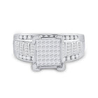 Sterling Silver Princess Diamond Square Cluster Bridal Wedding Engagement Ring 1 Cttw - Splendid Jewellery