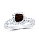 Sterling Silver Princess Lab Created Smoky Quartz Solitaire Ring 0.03 Cttw - Splendid Jewellery