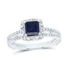 Sterling Silver Princess Synthetic Blue Sapphire Solitaire Ring 0.03 Cttw - Splendid Jewellery