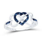 Sterling Silver Round Blue Diamond Enhanced Color Triple Heart Infinity Ring 1/10 Cttw - Splendid Jewellery