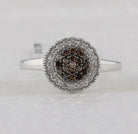 Sterling Silver Round Brown Diamond Cluster Ring 1/3 Cttw - Splendid Jewellery