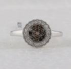 Sterling Silver Round Brown Diamond Cluster Ring 1/3 Cttw - Splendid Jewellery