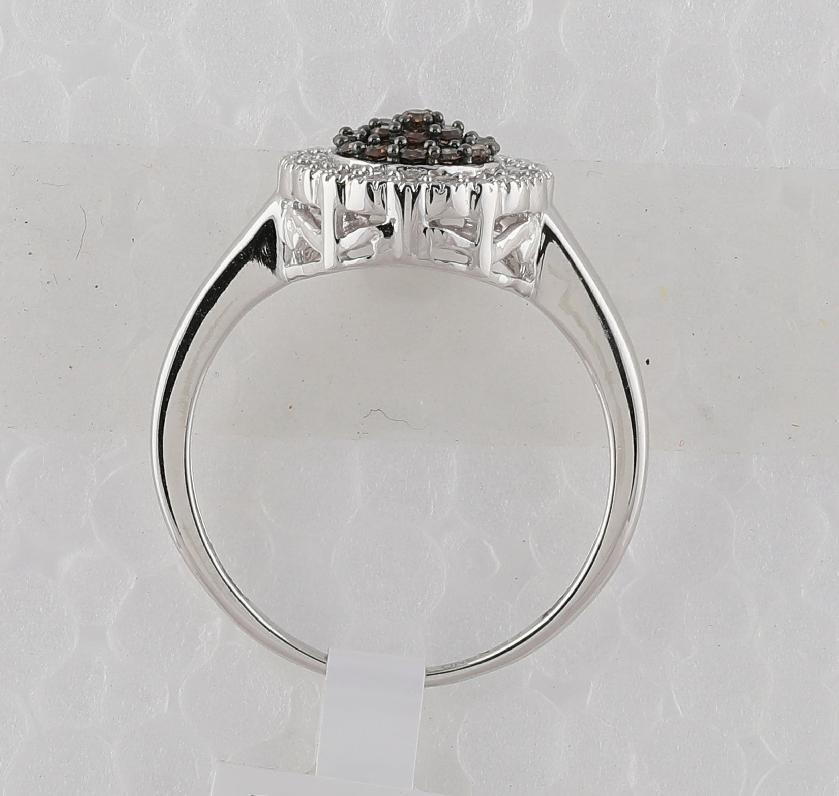 Sterling Silver Round Brown Diamond Cluster Ring 1/3 Cttw - Splendid Jewellery