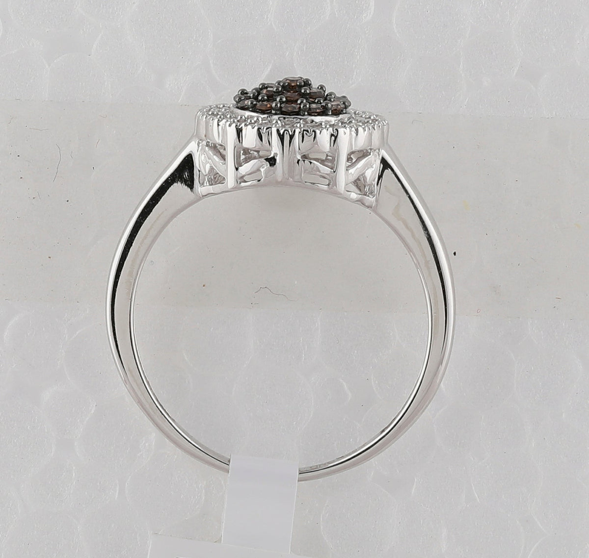 Sterling Silver Round Brown Diamond Cluster Ring 1/3 Cttw - Splendid Jewellery