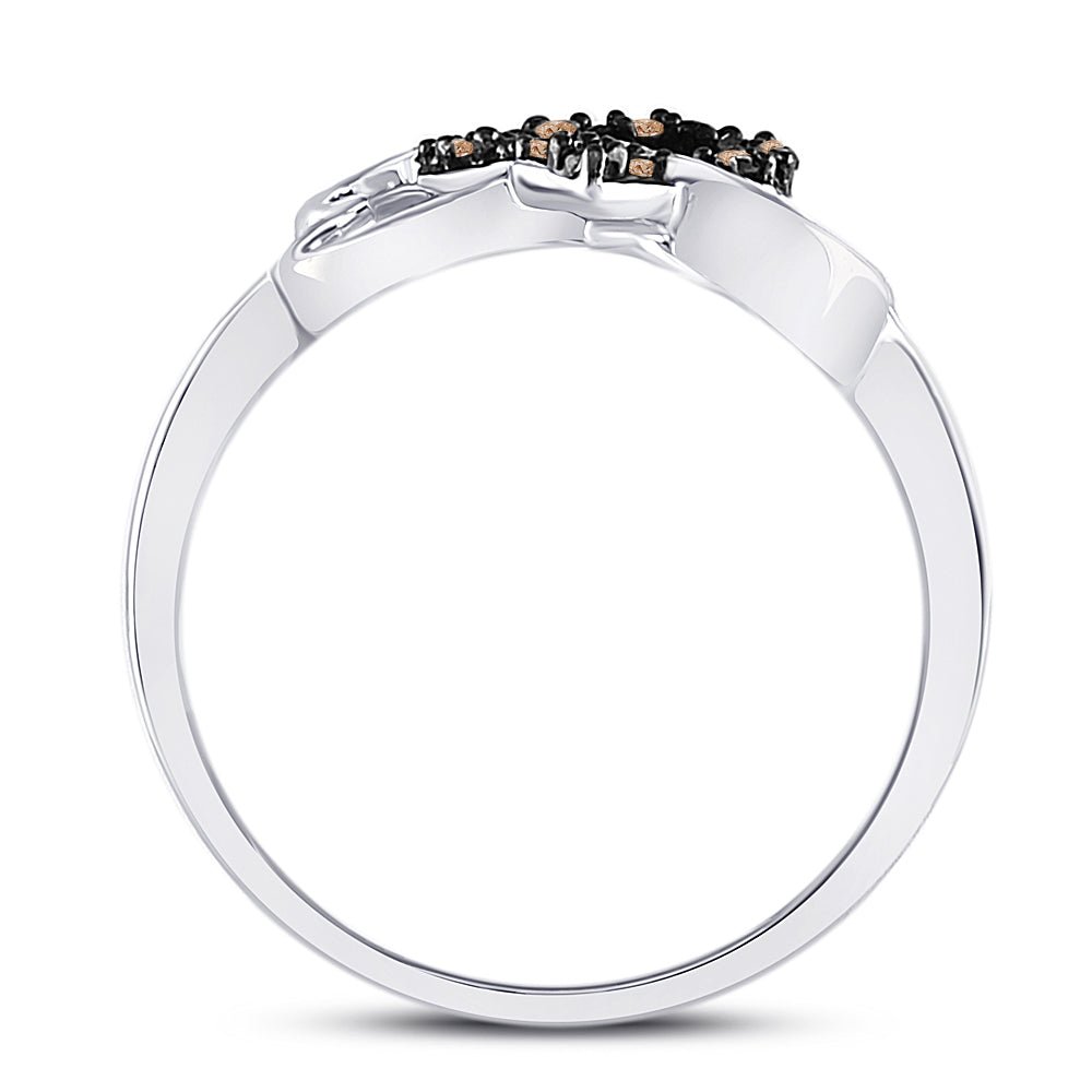 Sterling Silver Round Brown Diamond Cognac Gift Heart Ring 1/10 Cttw - Splendid Jewellery