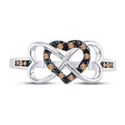 Sterling Silver Round Brown Diamond Cognac Gift Heart Ring 1/10 Cttw - Splendid Jewellery