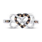Sterling Silver Round Brown Diamond Cognac Gift Heart Ring 1/10 Cttw - Splendid Jewellery