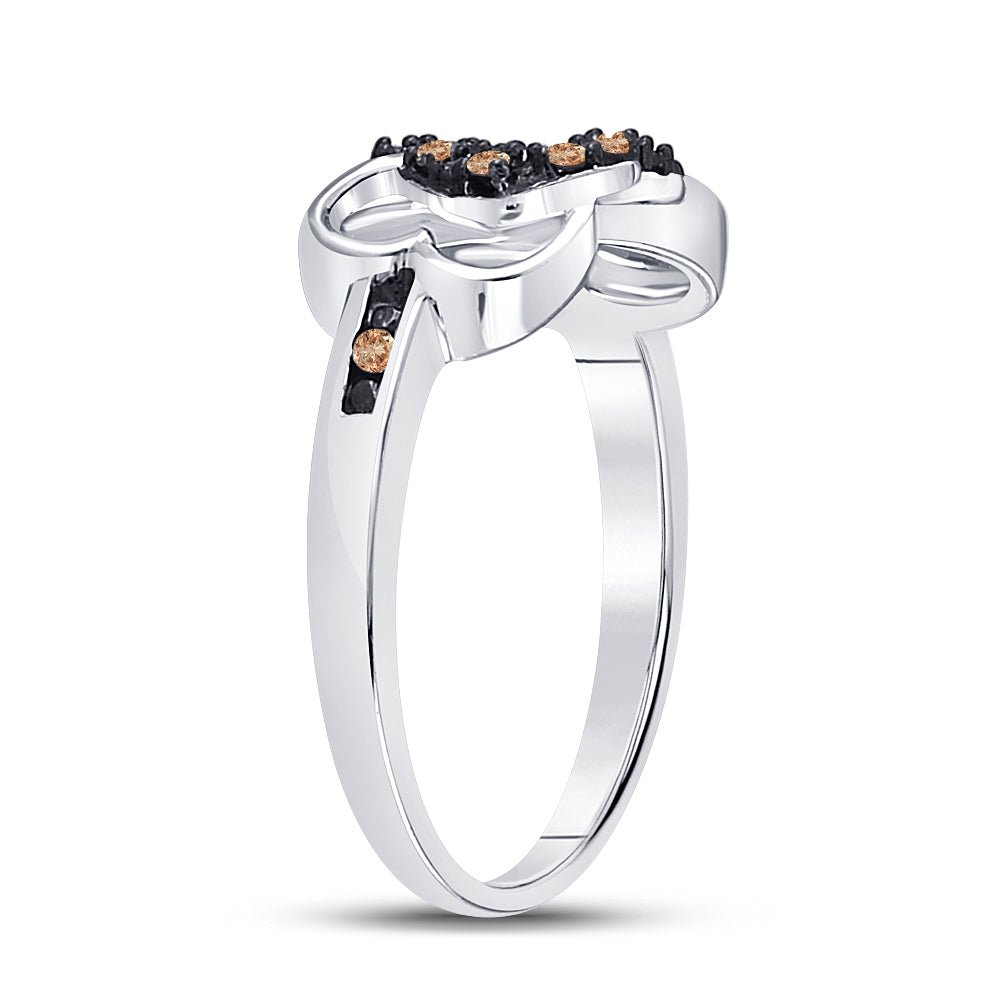Sterling Silver Round Brown Diamond Cognac Gift Heart Ring 1/10 Cttw - Splendid Jewellery
