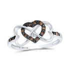 Sterling Silver Round Brown Diamond Cognac Gift Heart Ring 1/10 Cttw - Splendid Jewellery