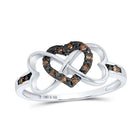 Sterling Silver Round Brown Diamond Cognac Gift Heart Ring 1/10 Cttw - Splendid Jewellery