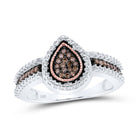 Sterling Silver Round Brown Diamond Teardrop Cluster Ring 1/6 Cttw - Splendid Jewellery