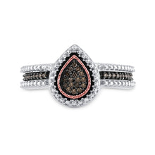 Load image into Gallery viewer, Sterling Silver Round Brown Diamond Teardrop Cluster Ring 1/6 Cttw - Splendid Jewellery