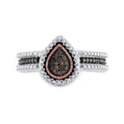 Sterling Silver Round Brown Diamond Teardrop Cluster Ring 1/6 Cttw - Splendid Jewellery