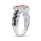Sterling Silver Round Brown Diamond Teardrop Cluster Ring 1/6 Cttw - Splendid Jewellery
