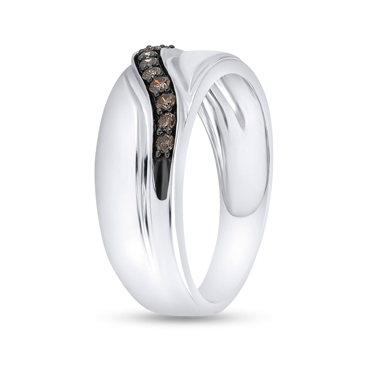Sterling Silver Round Brown Diamond Wedding Band Ring 1/4 Cttw - Splendid Jewellery