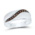 Sterling Silver Round Brown Diamond Wedding Band Ring 1/4 Cttw - Splendid Jewellery