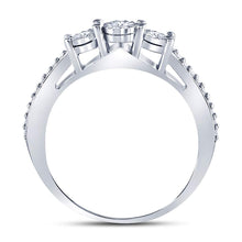 Load image into Gallery viewer, Sterling Silver Round Diamond 3 Stone Bridal Wedding Engagement Ring 1/6 Cttw - Splendid Jewellery