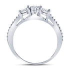 Sterling Silver Round Diamond 3 Stone Bridal Wedding Engagement Ring 1/6 Cttw - Splendid Jewellery