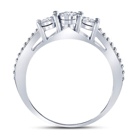 Sterling Silver Round Diamond 3 Stone Bridal Wedding Engagement Ring 1/6 Cttw - Splendid Jewellery