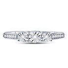 Sterling Silver Round Diamond 3 Stone Bridal Wedding Engagement Ring 1/6 Cttw - Splendid Jewellery
