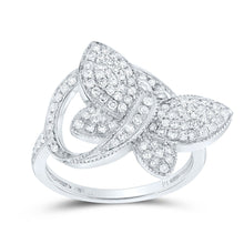 Load image into Gallery viewer, Sterling Silver Round Diamond Butterfly Women's Ring 1/2 Cttw - Splendid Jewellery