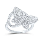 Sterling Silver Round Diamond Butterfly Women's Ring 1/2 Cttw - Splendid Jewellery