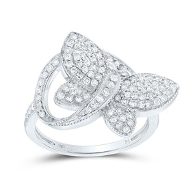 Sterling Silver Round Diamond Butterfly Women's Ring 1/2 Cttw - Splendid Jewellery