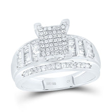 Load image into Gallery viewer, Sterling Silver Round Diamond Cluster Bridal Wedding Engagement Ring 5/8 Cttw - Splendid Jewellery