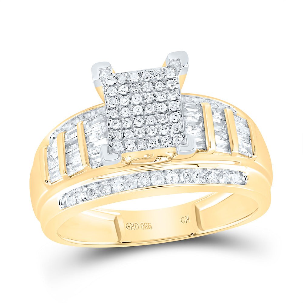 Sterling Silver Round Diamond Cluster Bridal Wedding Engagement Ring 5/8 Cttw - Splendid Jewellery