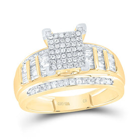 Sterling Silver Round Diamond Cluster Bridal Wedding Engagement Ring 5/8 Cttw - Splendid Jewellery