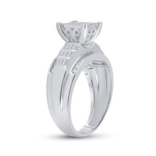 Load image into Gallery viewer, Sterling Silver Round Diamond Cluster Bridal Wedding Engagement Ring 5/8 Cttw - Splendid Jewellery