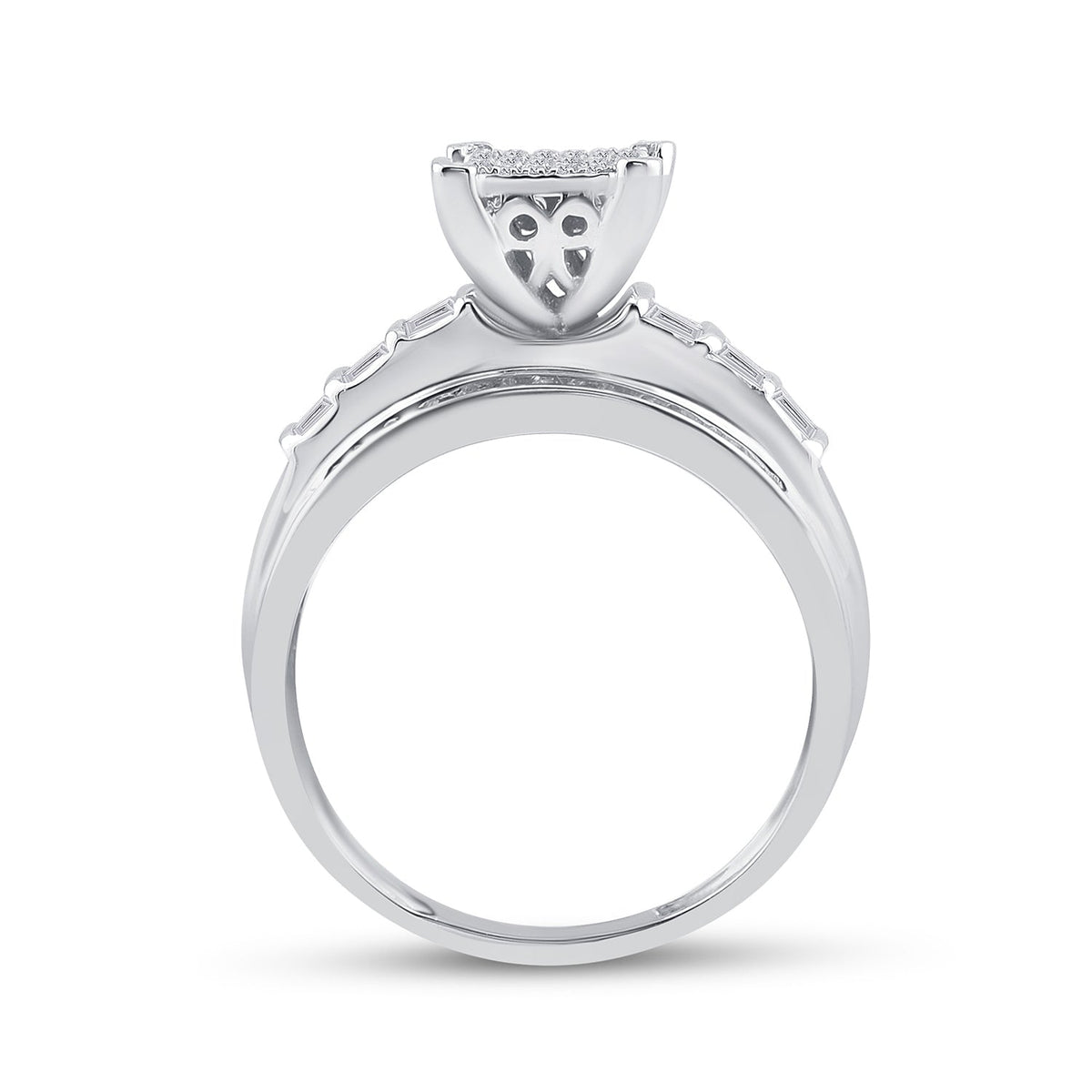 Sterling Silver Round Diamond Cluster Bridal Wedding Engagement Ring 5/8 Cttw - Splendid Jewellery