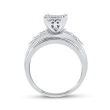Load image into Gallery viewer, Sterling Silver Round Diamond Cluster Bridal Wedding Engagement Ring 5/8 Cttw - Splendid Jewellery