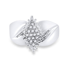 Sterling Silver Round Diamond Cluster Ring 1/8 Cttw - Splendid Jewellery