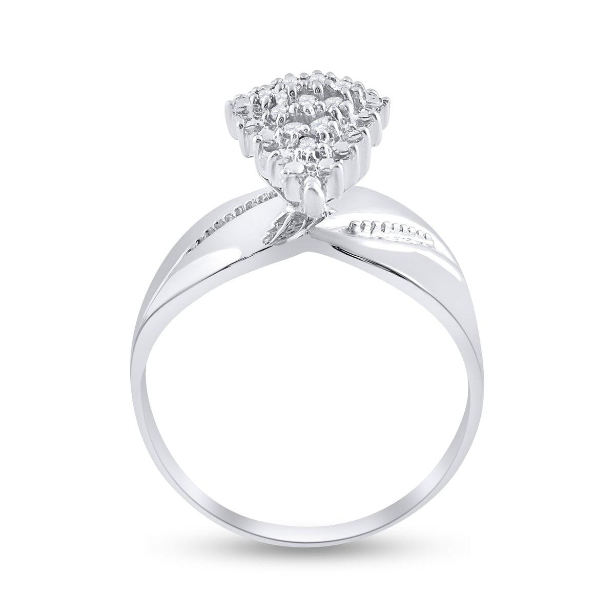 Sterling Silver Round Diamond Cluster Ring 1/8 Cttw - Splendid Jewellery