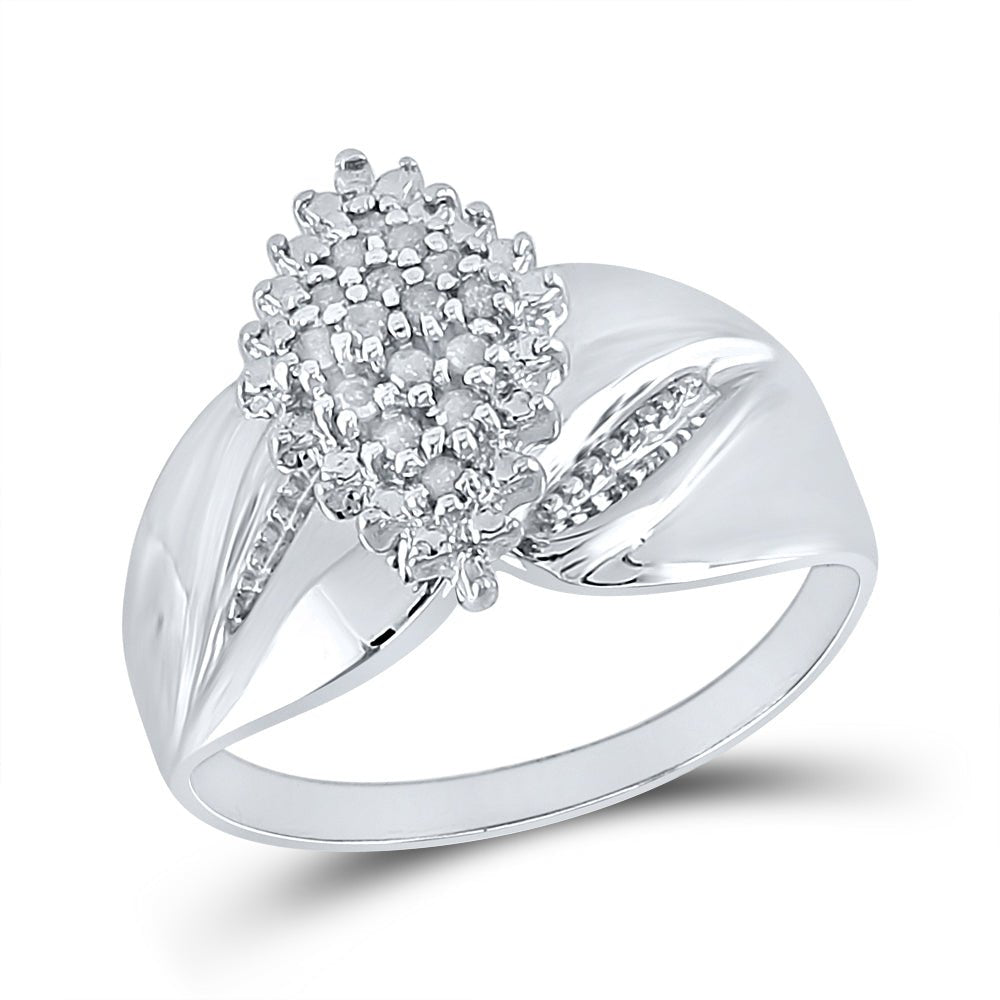 Sterling Silver Round Diamond Cluster Ring 1/8 Cttw - Splendid Jewellery