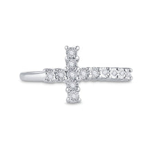 Load image into Gallery viewer, Sterling Silver Round Diamond Cross Cluster Ring 1/20 Cttw - Splendid Jewellery